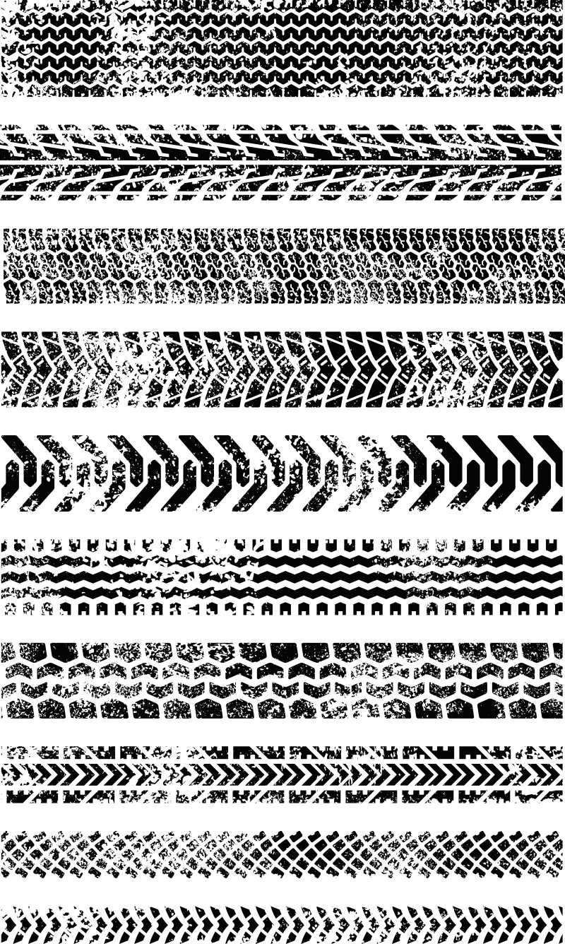 不同的轮胎痕迹矢量