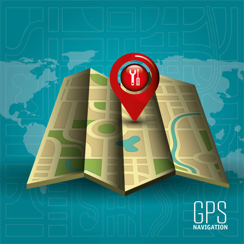 GPS导航技术矢量插画
