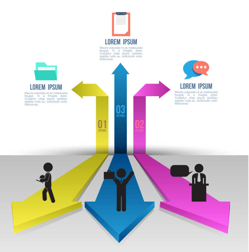 商业概念箭头指向的矢量信息图表模板
