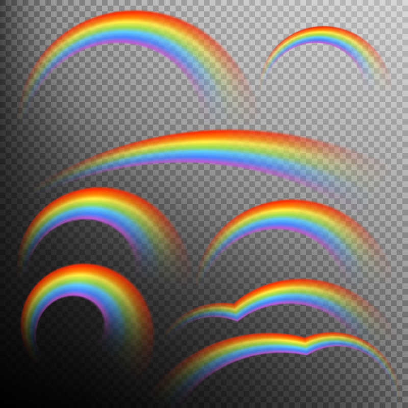 不同形状的矢量彩虹