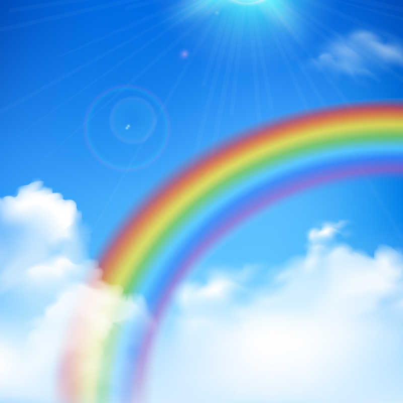 蓝天中的矢量彩虹