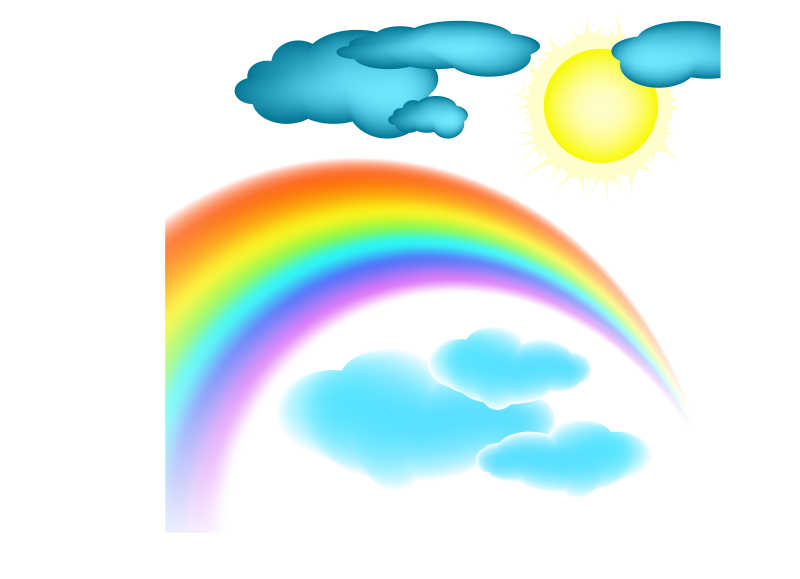 白色背景上的太阳和彩虹矢量图