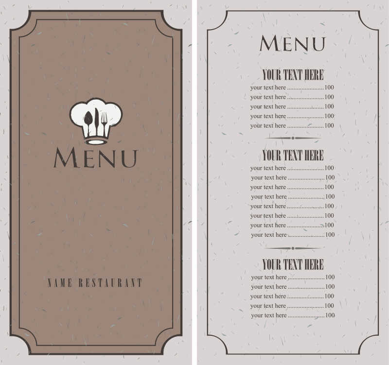 棕色的厨房菜单矢量设计模板