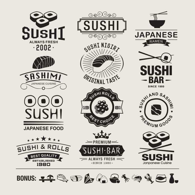日本料理矢量商标设计