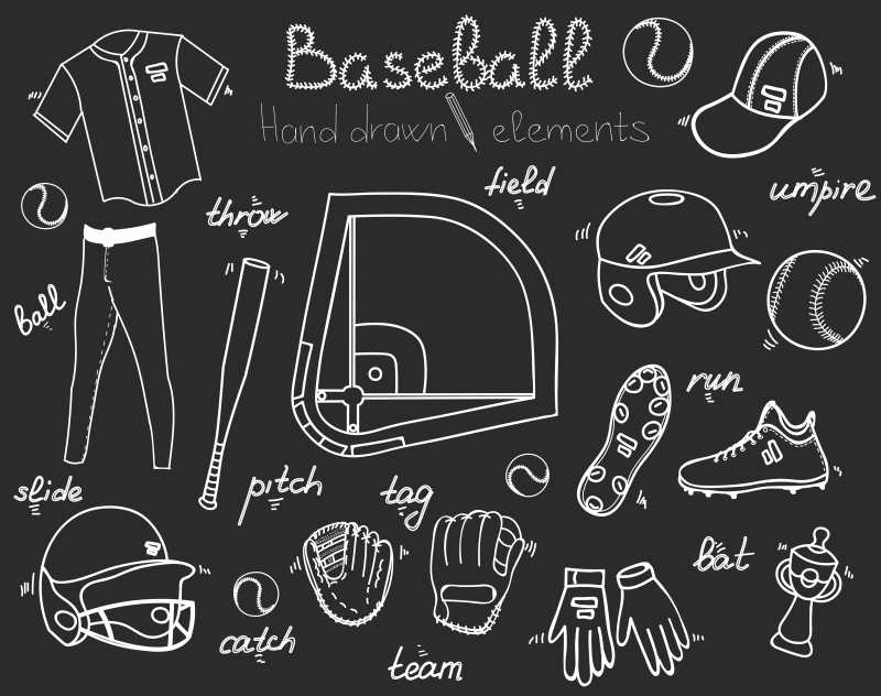 棒球运动矢量手绘背景