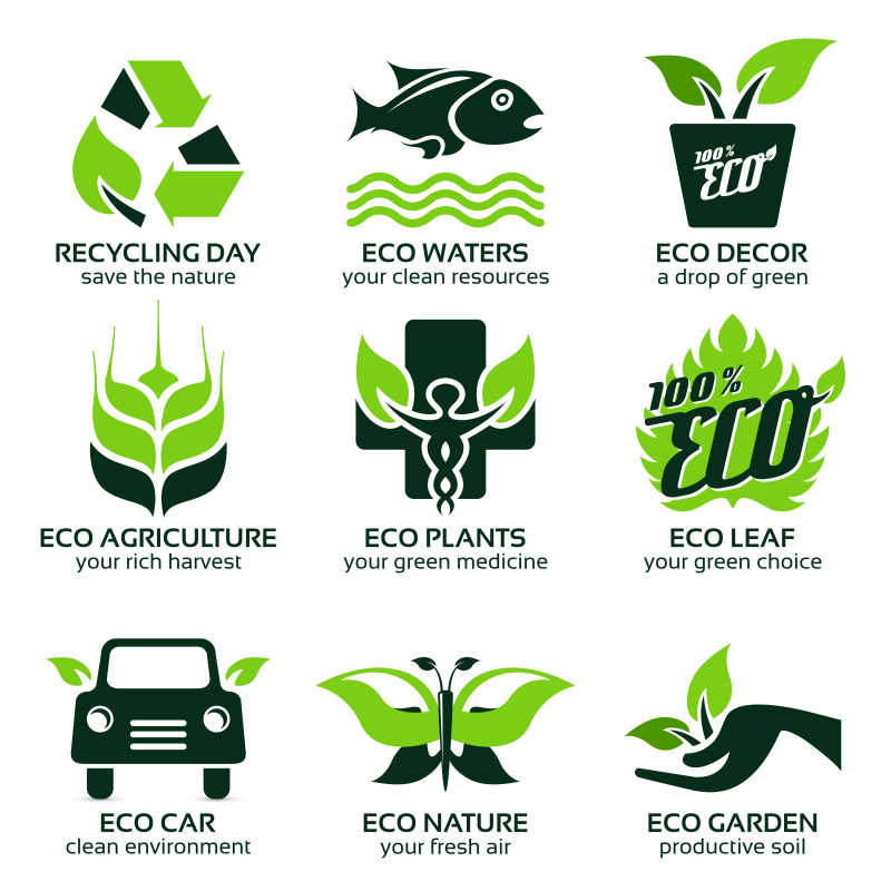 绿色生态主题商标矢量模板