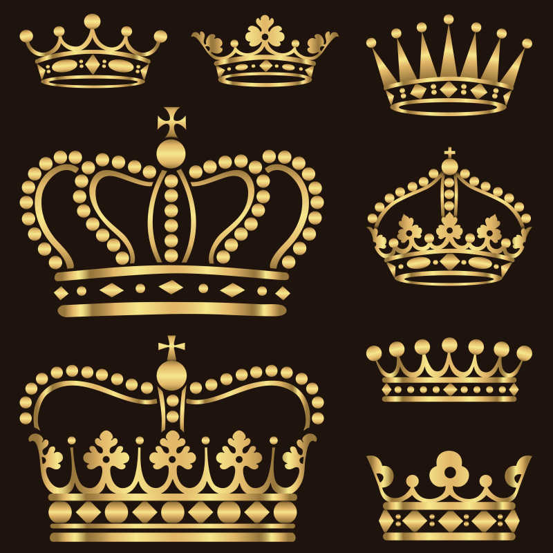 不同样式的金色皇冠矢量背景