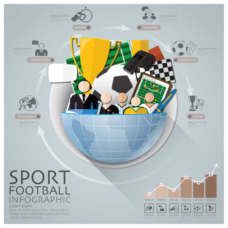 创意矢量圆形足球比赛概念信息图表模板
