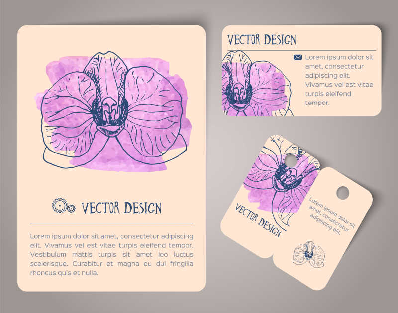 紫色创意水彩插画矢量卡片设计模板