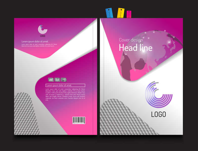 粉色矢量现代宣传手册平面设计模板