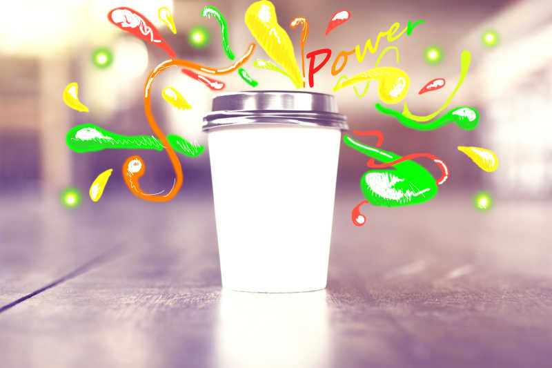 创意素描与空咖啡杯