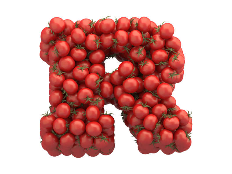 西红柿组成的R字母
