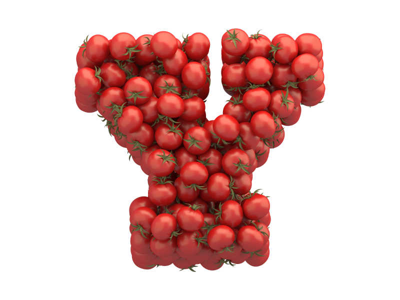 西红柿组成的Y字母