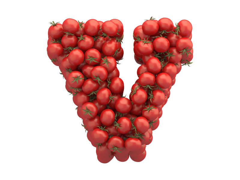 西红柿组成的v字母