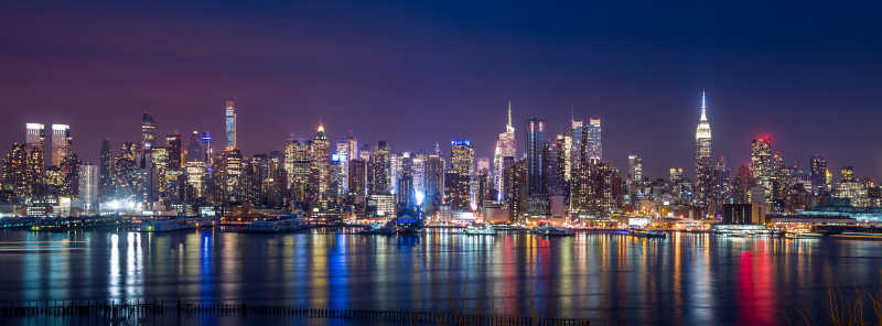 夜色下迷人的纽约市风景