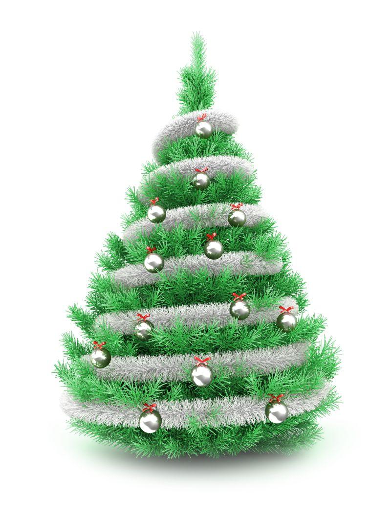 白色背景下嫩绿色圣诞树立体设计