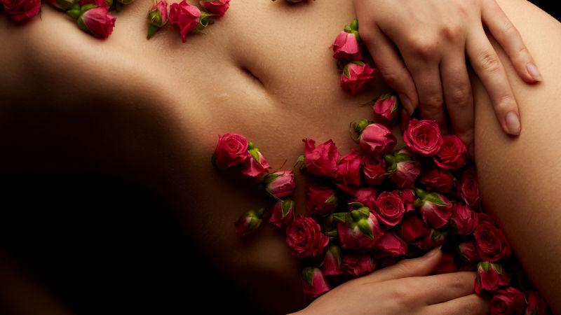 性感美女身上的玫瑰