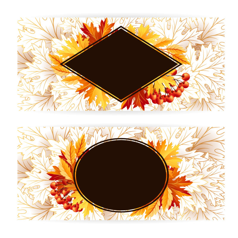 花纹背景的的枫叶边框矢量秋季背景模板